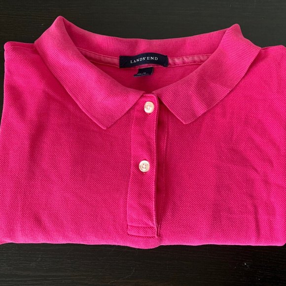 Tops - Lands End Womens Pink Cotton Blend Collared Short Sleeve Polo Shirt Size 1X